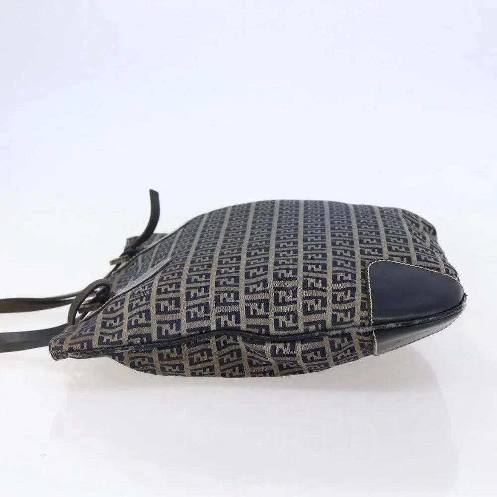 FENDI Zucchino Canvas Tote Bag Navy Auth SW1721 - Picture 6 of 16